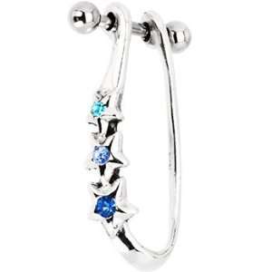    Silver 925 Multi Blue CZ Star Left Helix Cartilage Earring Jewelry