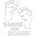 BABIES ON BOARD CUSTOM MADE WINDOW DECAL  WHITE 3x4