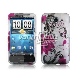 VMG Pink Lotus Design Hard 2 Pc Plastic Snap On Case + Car Charger for 