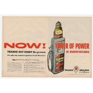  1957 Texaco Sky Chief Su preme Gas Pump Double Page Print Ad 