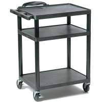 Adjustable Height (16 42 inch) Plastic Rolling Utility Cart  3 Shelves