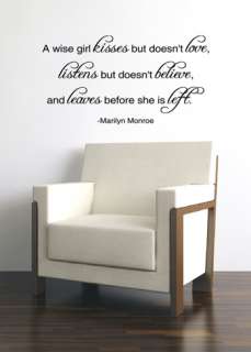 WISE GIRL MARILYN MONROE QUOTE VINYL WALL DECAL STICKER ART DECOR 