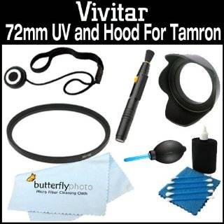 Vivtar 72mm UV Filter and Lens Hood + Care Package For Tamron Lenses 