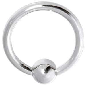  Solid 14KT White Gold 16 Gauge 3/8 Captive Ball Ring 4mm 