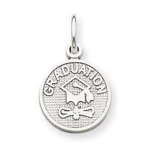  Polished Graduation Disc Charm in 14k White Gold: Jewelry