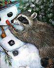   Snowman GICLEE Painting Winter Snow Coon Holiday Kristine Kasheta ART