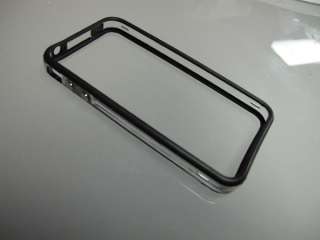 FOR IPHONE 4 4G CLEAR BUMPER CASE COVER SKIN WITH BLACK TRIM AND METAL 