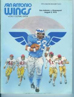 1975 WFL San Antonio Wings vs Shreveport Steamer Program Blue  