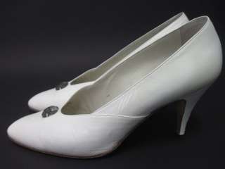 MAUD FRIZON White Leather Casual Heels Pumps  