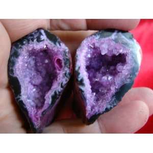  S8810 Purple Agate Geode Match Couple Sparkling 