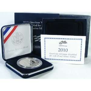 2010 Proof American VeteransDisabled for Life Commemorative Silver 