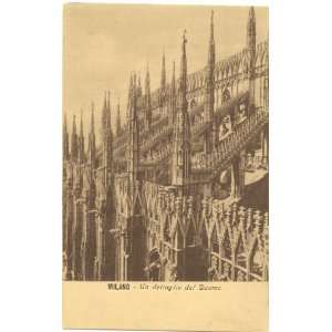 1910 Vintage Postcard Detail of Duomo Roof Milan Italy