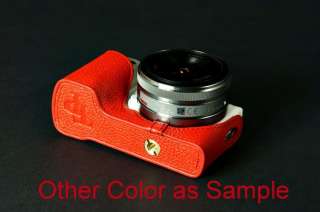 Genuine Half Leather Case for NEX 5N Camera with Strap NEX5N (White 