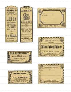 11 Collage Sheets Vintage Pharmacy Apothecary Poison Whiskey Extract 