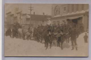 Lake City,MI Horses Oxen Pull Snow Plow 1908 Real Photo  