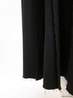 CHARLES CHANG LIMA Black Frayed A Line Full Skirt sz 4  