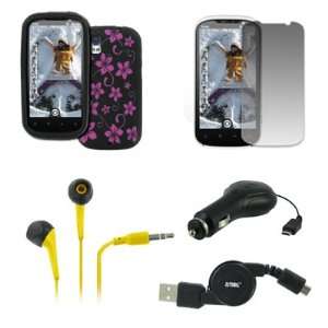   Earbud Headphones (Yellow) + Screen Protector + Retractable Car