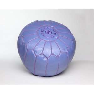  Lilac Moroccan Leather Pouf Ottoman, Unstuffed
