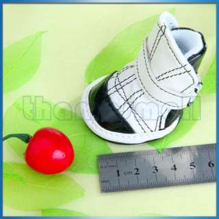 Cute PU Leather Shoes Boots Pet Puppy Dog Black & White  