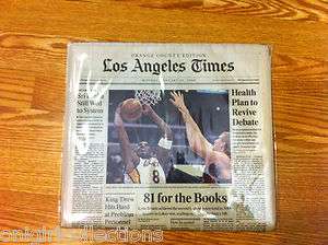 Kobe Bryant 81 points Los Angeles Lakers LA Times newspaper  