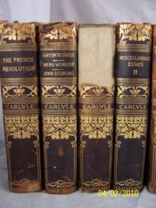 WORKS THOMAS CARLYLE 16 VOLS IN 10 LEATHER BOUND c 1900  