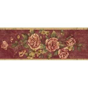  Rose Floral Wall Border in Red: Rose Floral Wallpaper 