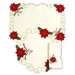 Sam Hedaya Table Linens, Merry Poinsettia 16 Round Placemat   Set of 