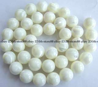 10mm Natural silvery white Shell Round Loose Beads15.5  