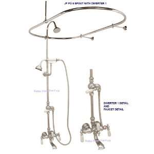  NICKEL Shower System 4 Clawfoot Tubs w/ Oval Shower enclosure, Rod 