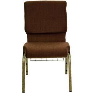   Brown Fabric Church Chair w/Book Rack Gold Vein Frame: Home & Kitchen