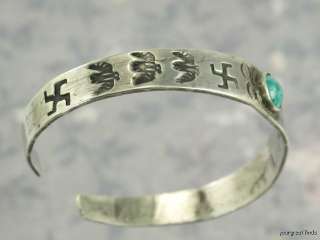   STYLE STERLING SILVER SWASTIKA WHIRLING LOGS TURQUOISE BRACELET  