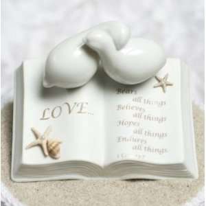 Love Verse Bible With Doves and Starfish Beach Accents Wedding Cake 
