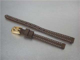 SUEDE LEATHER WATCH BAND 8MM BROWN (W/ WHITE STITCHING)  