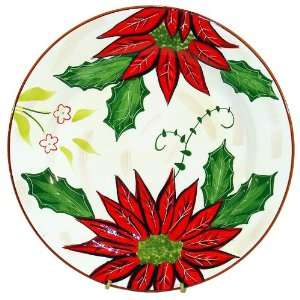  Ceramic Holiday Christmas Poinsettia Dinner Plate: Kitchen 
