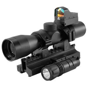 NcStar Tactical Triple Threat Combo Scope Red Dot Sight Flahshlight 