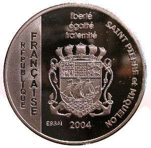 ST. PIERRE & MIQUELON silver 1½ euro 2004, KM XE12  