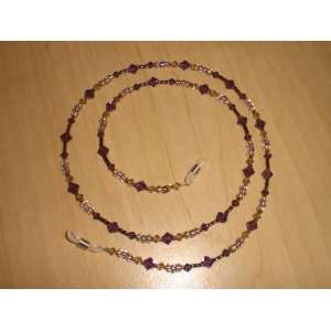   Crystal / Twisted Bronze Bead Mix Eyeglass Chain 