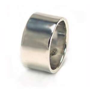 Sleek, polished sterling silver, wide band ring with mirror finish 