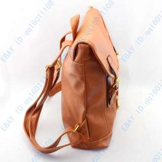 Womens Fashion Brown Faux Leather Backpack Handbag Purse A53  