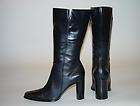 Westies Black Leather High Heel Fashion Dress Calf Boots 8.5
