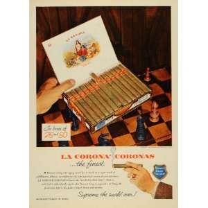   Ad Cuban Tobacco Co La Corona Cigars Chess Game   Original Print Ad