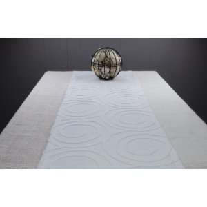 com Modern White Table Runner 60 inch long, Embroidered Table Runner 