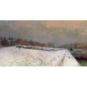   24 x 12 inches   The Port of Bercy, in Winter, Snow
