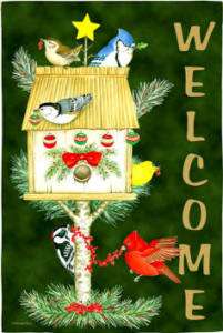 Welcome Holiday Birds Christmas Mini Garden Flag 746851470899  