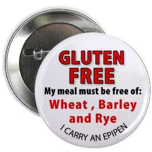 ALLERGIC to GLUTEN Food Allergy Carry EpiPen 2.25 inch Pinback Button 