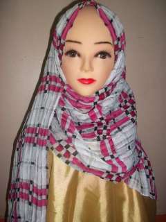 White and Pink Beautiful Hijab, Scarf, Abaya  