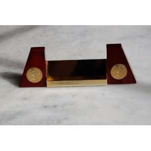  Mahogany and Brass Merle Norman Business Card Holder 