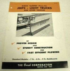 Jeep c. 1964   1967 Burch Snow Plow Sales Brochure  