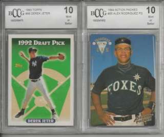   JETER TOPPS AND ALEX RODRIGUEZ ACTION PACKED ROOKIE BGS BCCG 10 MINT+