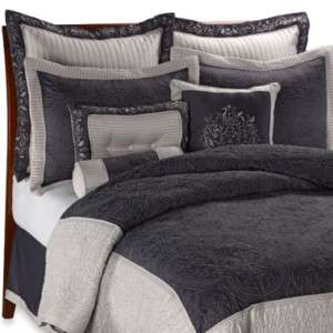 Comforter Set 4 Piece CHEVALIER Shades of Gray + SKIRT  